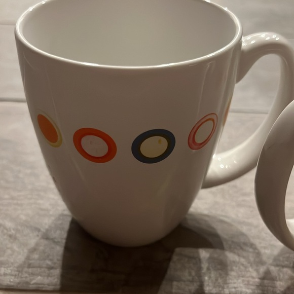 2x Corelle Stoneware "HOT DOTS" Coffee Cup Mugs white multi color dots Retro - Picture 2 of 4